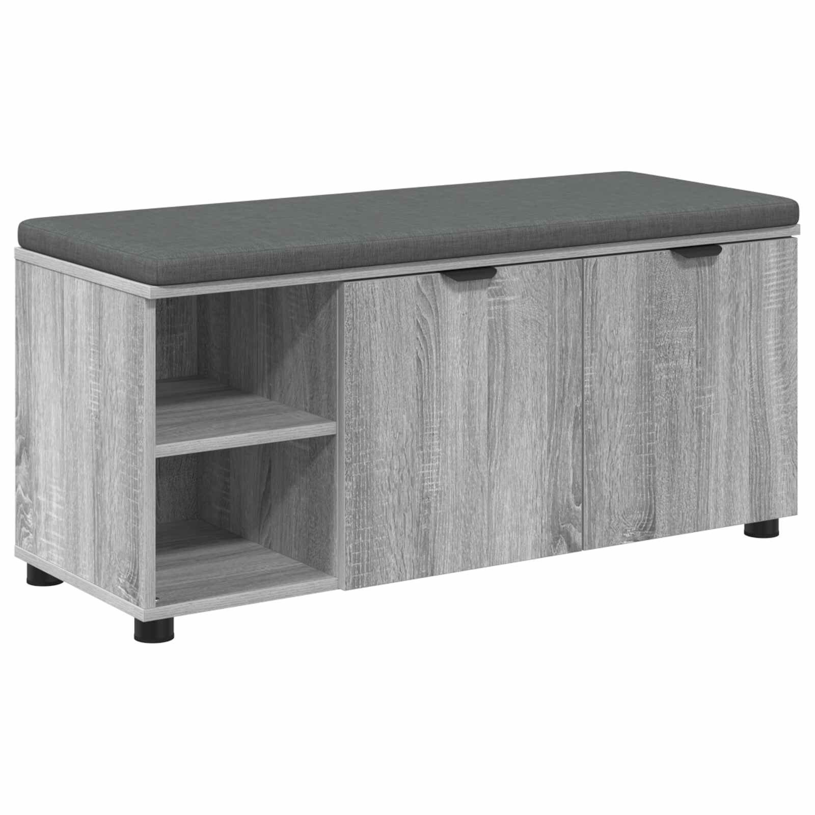 vidaXL Predsieňová lavica s vankúšom Sivá Sonoma 100 x 38 x 46 cm