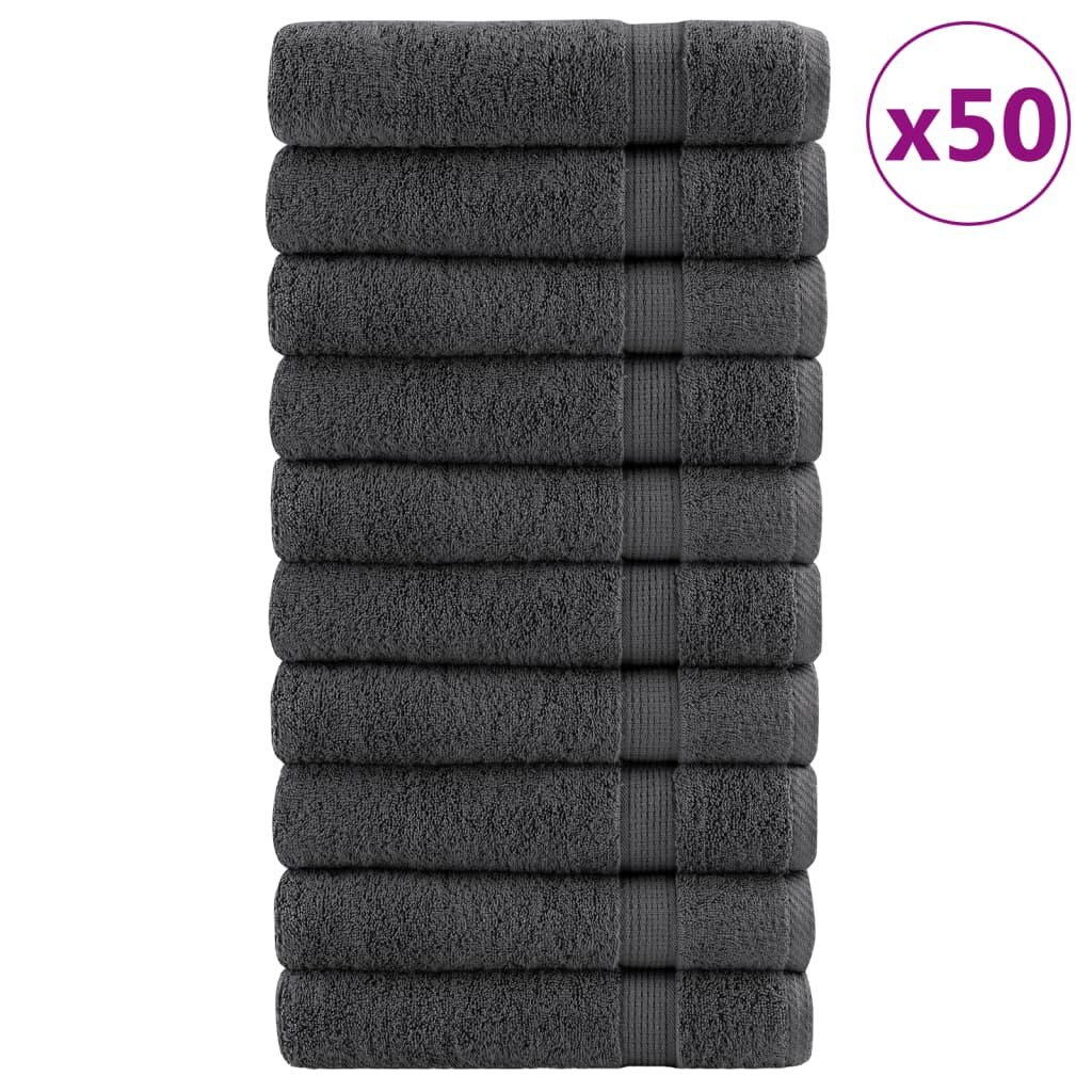 vidaXL Prémiové uteráky na ruky SOLUND 50 ks antracit 50x100cm 600g/m2