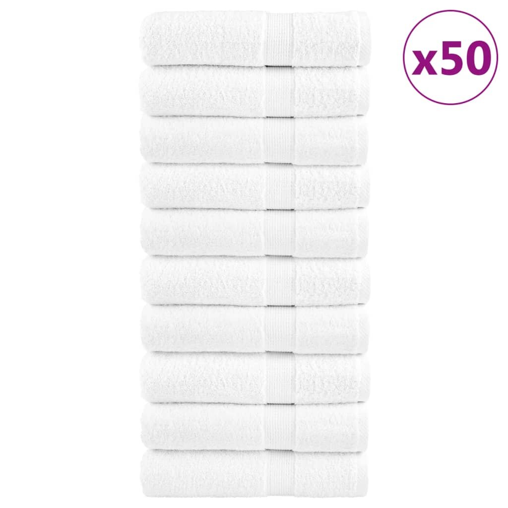 vidaXL Prémiové uteráky na ruky SOLUND 50 ks biele 50x100 cm 600 g/m2