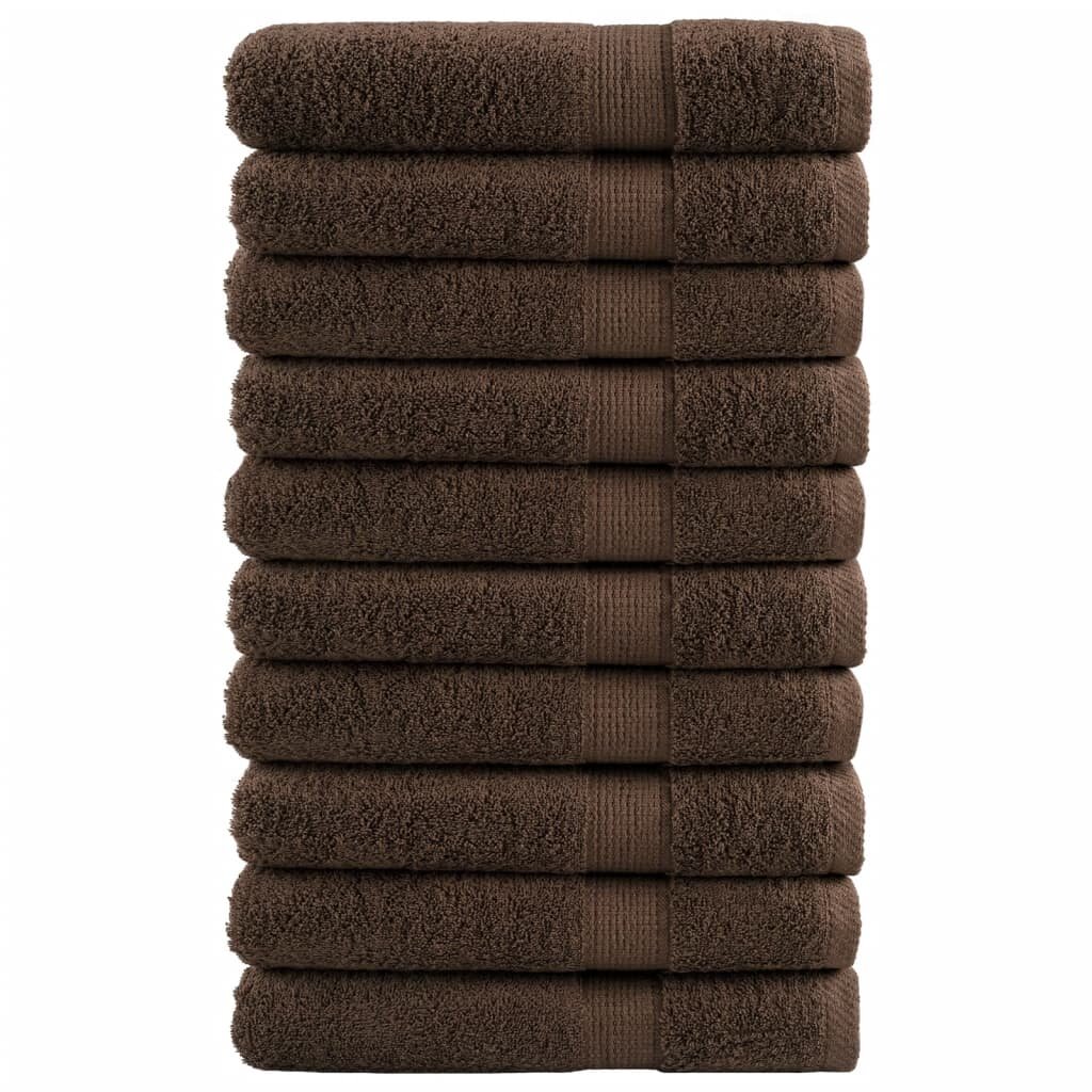 vidaXL Prémiové uteráky SOLUND 10 ks hnedé 100x200 cm 600 g/m2