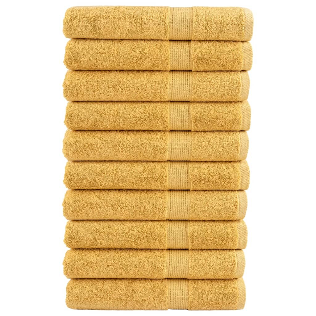 vidaXL Prémiové uteráky SOLUND 10 ks zlaté 100x200 cm 600 g/m2