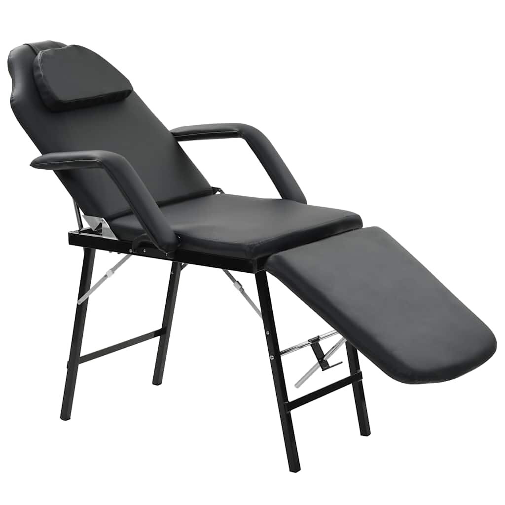 vidaXL Prenosné kozmetické kreslo umelá koža 185x78x76 cm čierne