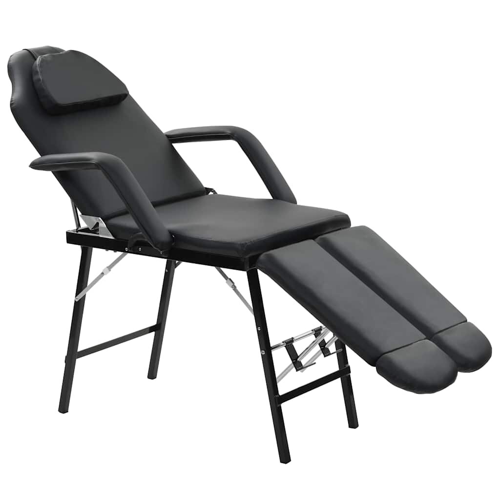 vidaXL Prenosné kozmetické kreslo umelá koža 185x78x76 cm čierne