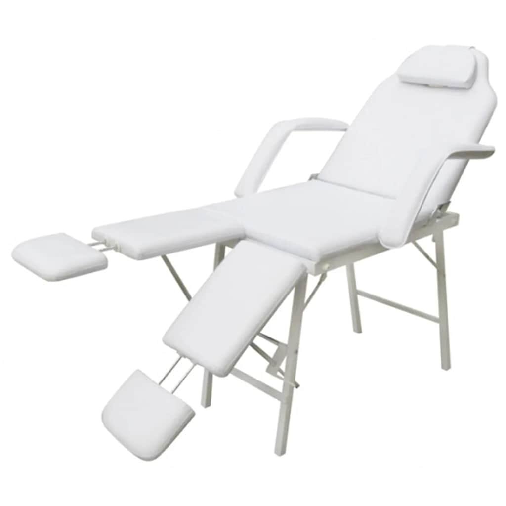 vidaXL Prenosné kreslo na ošetrenie tváre umelá koža 185x78x76 cm biele
