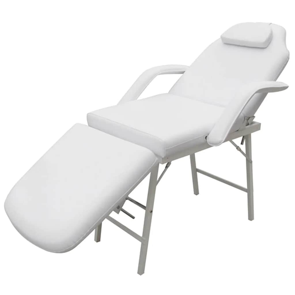vidaXL Prenosné kreslo na ošetrenie tváre umelá koža 185x78x76 cm biele