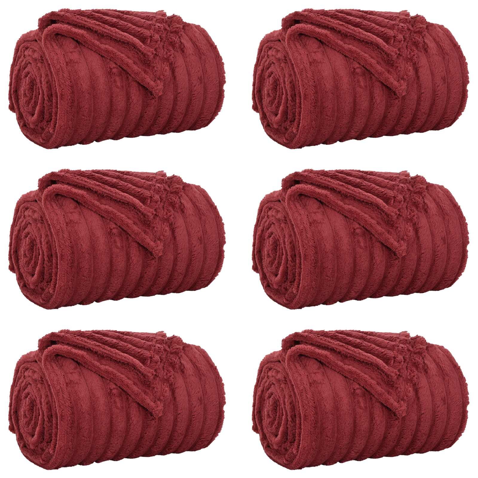 vidaXL Prikrývky na hodenie 6 ks Bordeaux červená 240 x 220 cm 876 kg