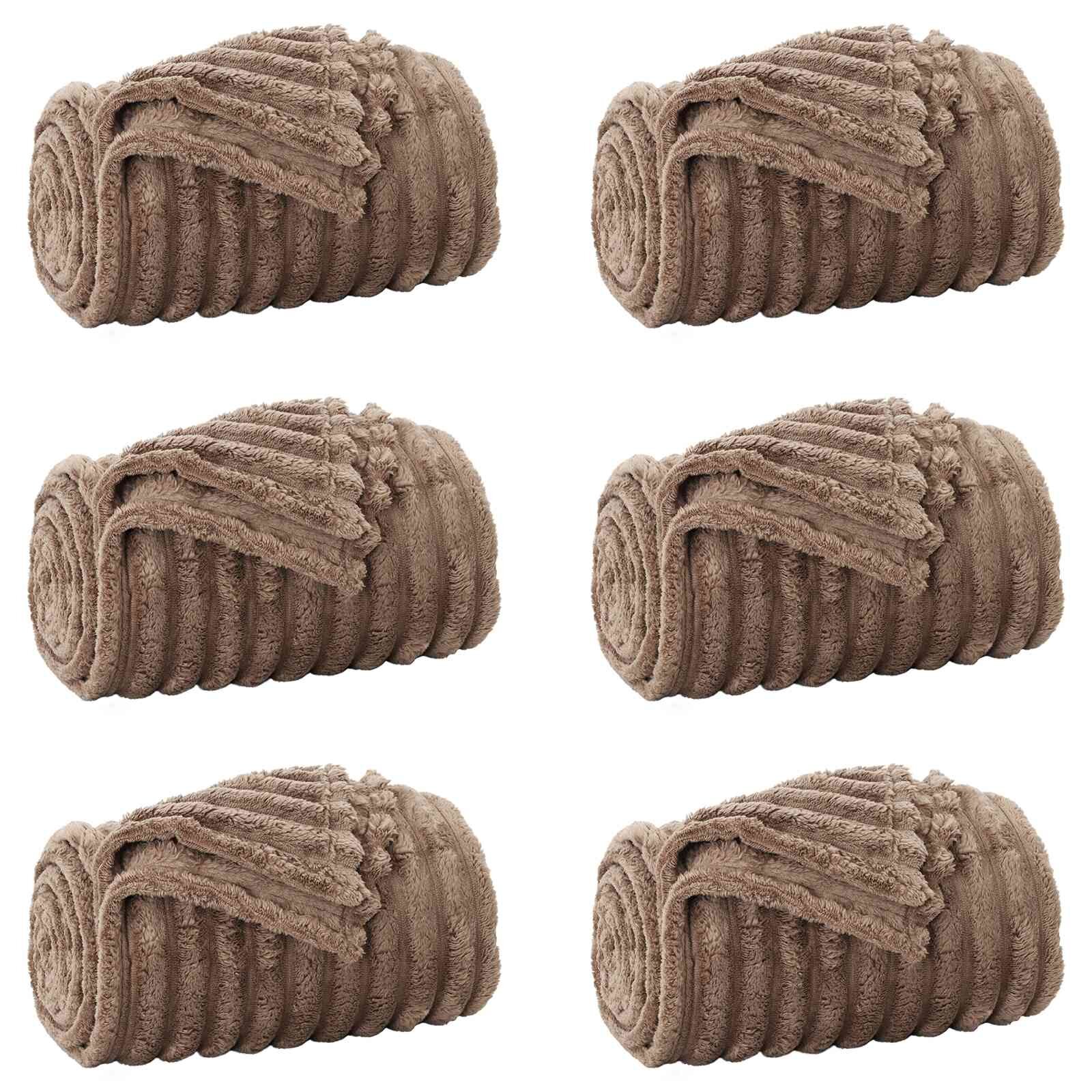 vidaXL Prikrývky na hodenie 6 ks ťavová 240 x 220 cm 824 kg Flís