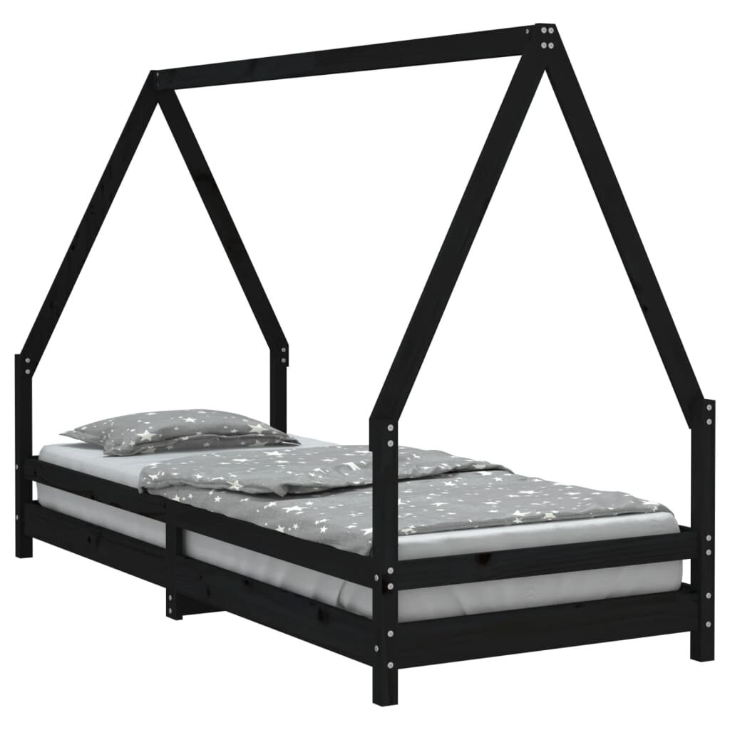 vidaXL Rám detskej postele čierny 80x200 cm masívna borovica