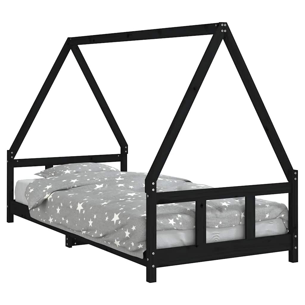 vidaXL Rám detskej postele čierny 90x200 cm masívna borovica