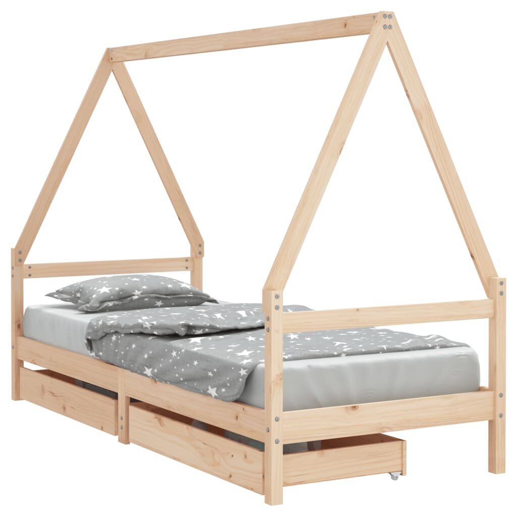 vidaXL Rám detskej postele so zásuvkami 90x200 cm masívna borovica