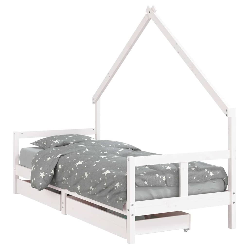 vidaXL Rám detskej postele so zásuvkami biely 80x200 cm mas. borovica