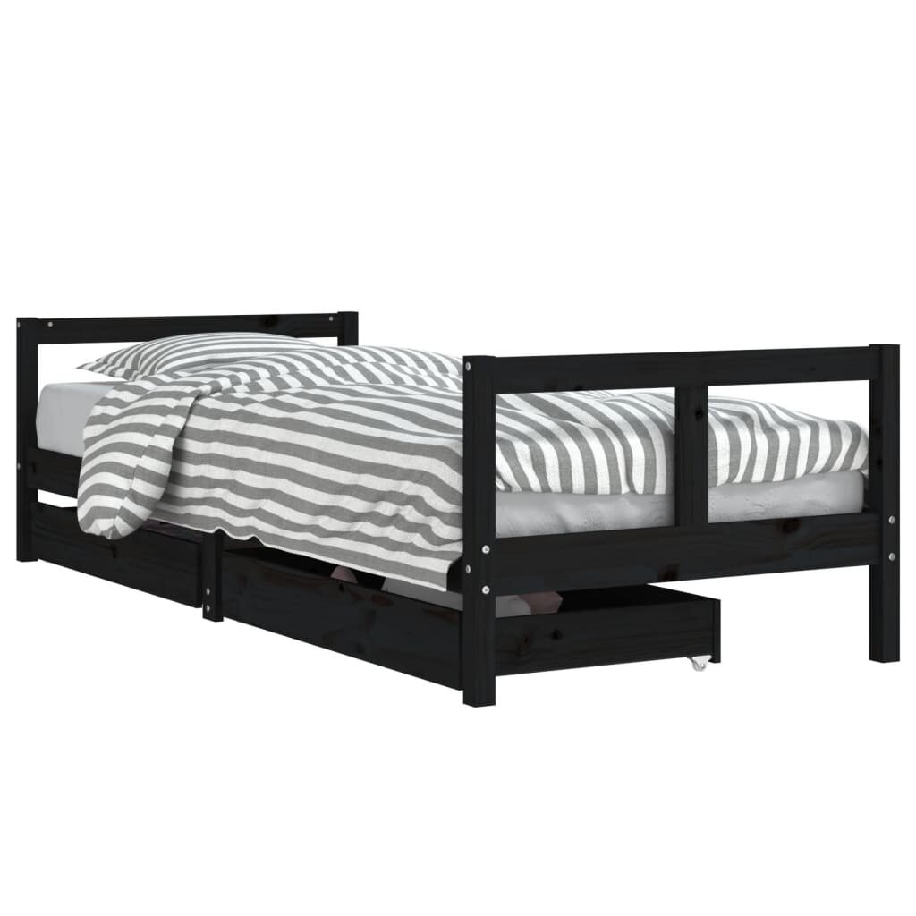 vidaXL Rám detskej postele so zásuvkami čierny 80x200 cm mas. borovica