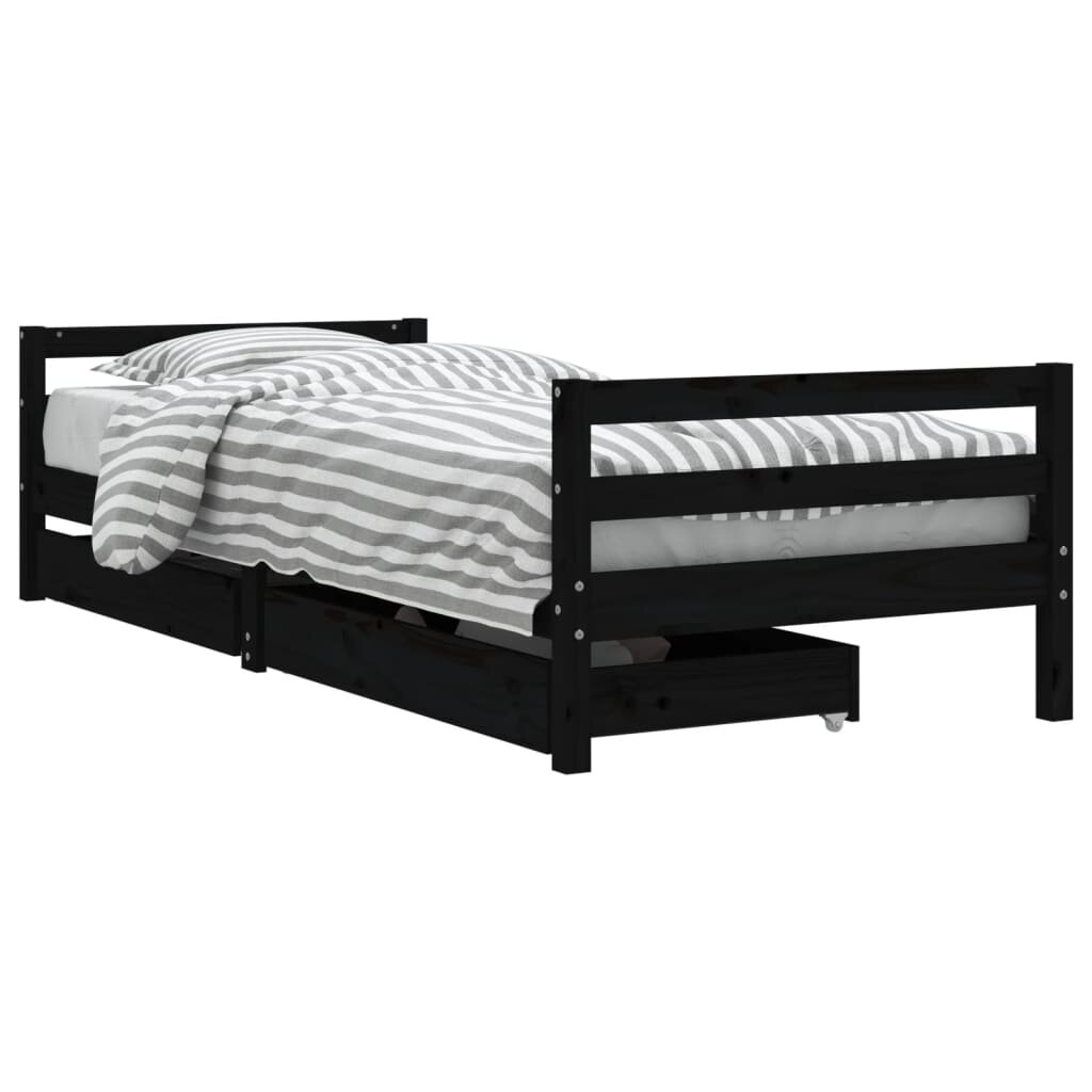 vidaXL Rám detskej postele so zásuvkami čierny 80x200 cm mas. borovica