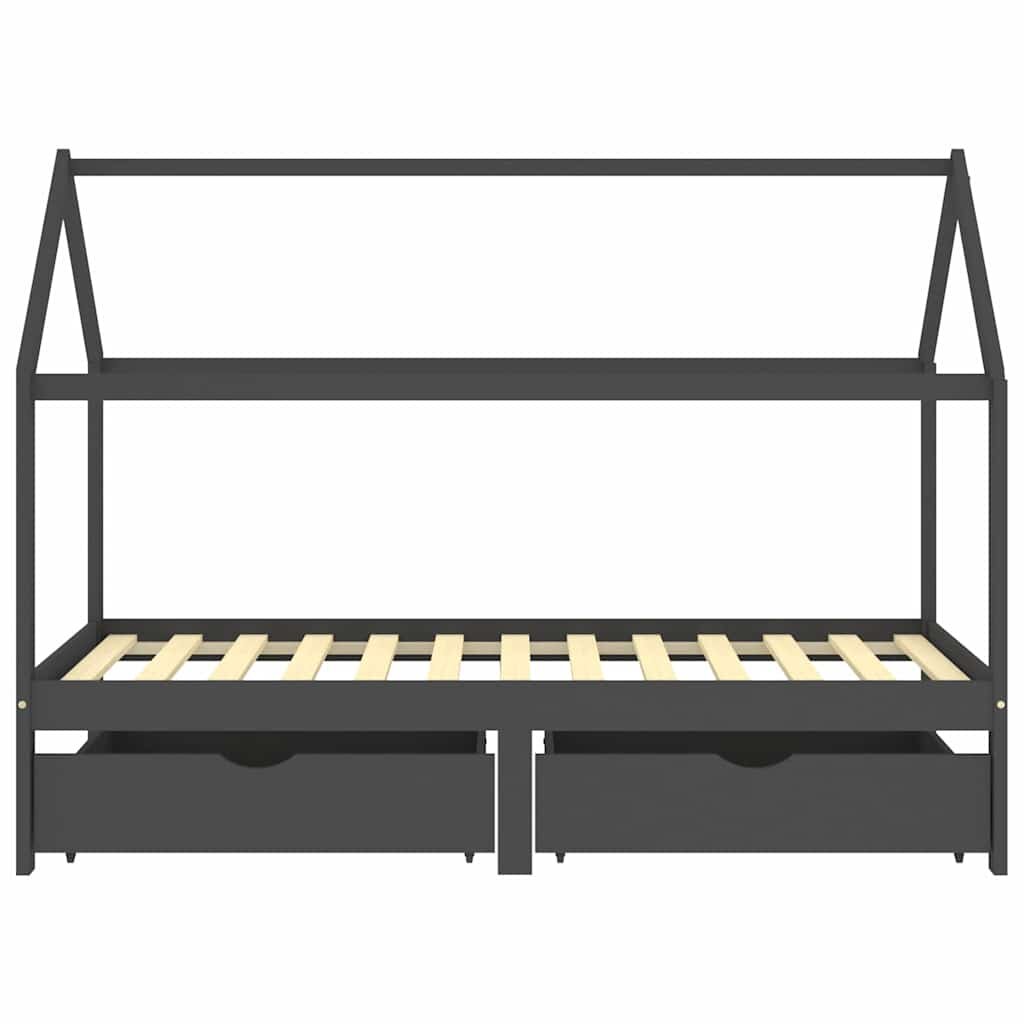 vidaXL Rám detskej postele so zásuvkami tmavosivý borovica 90x200 cm