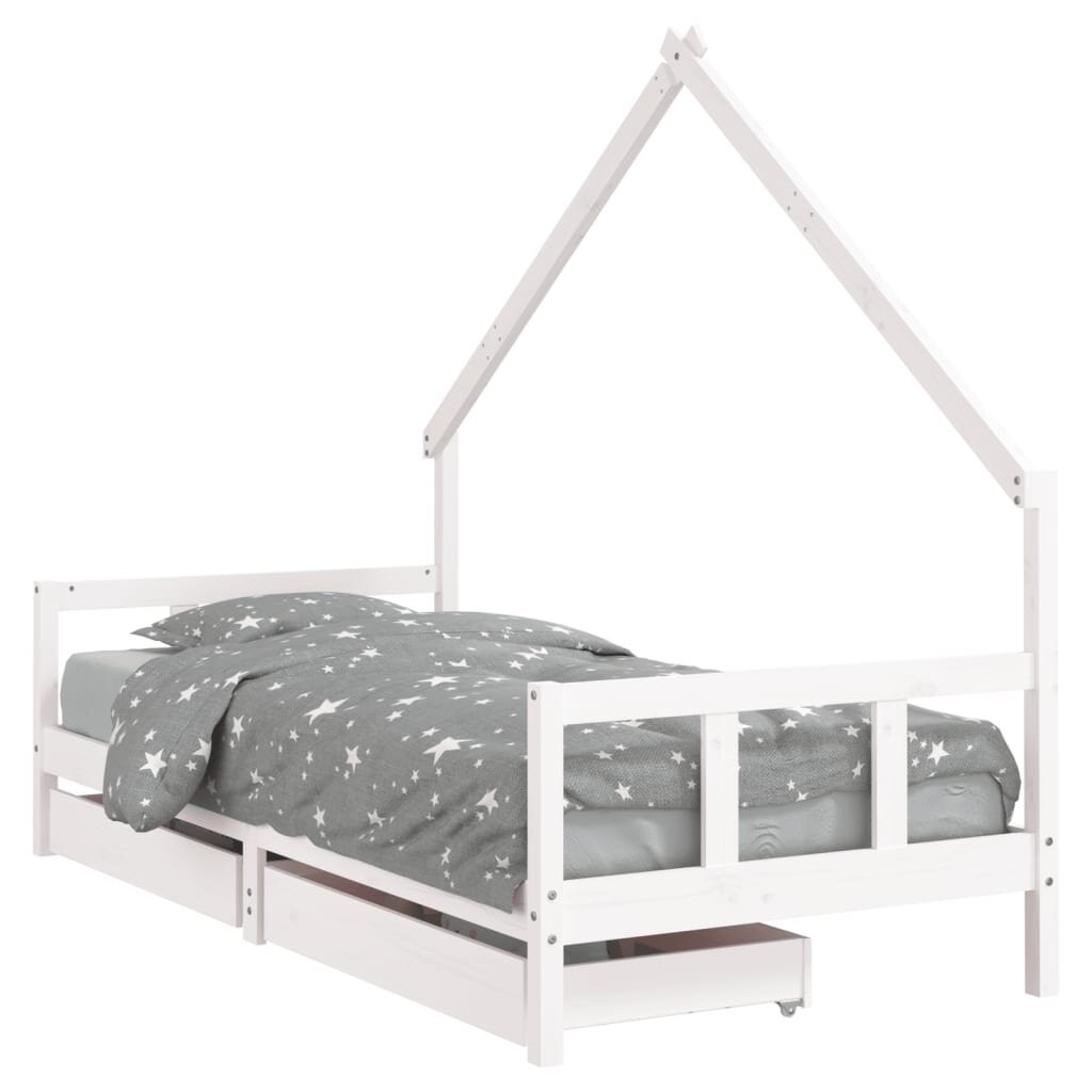 vidaXL Rám detskej postele zásuvky biely 90x190 cm masívna borovica