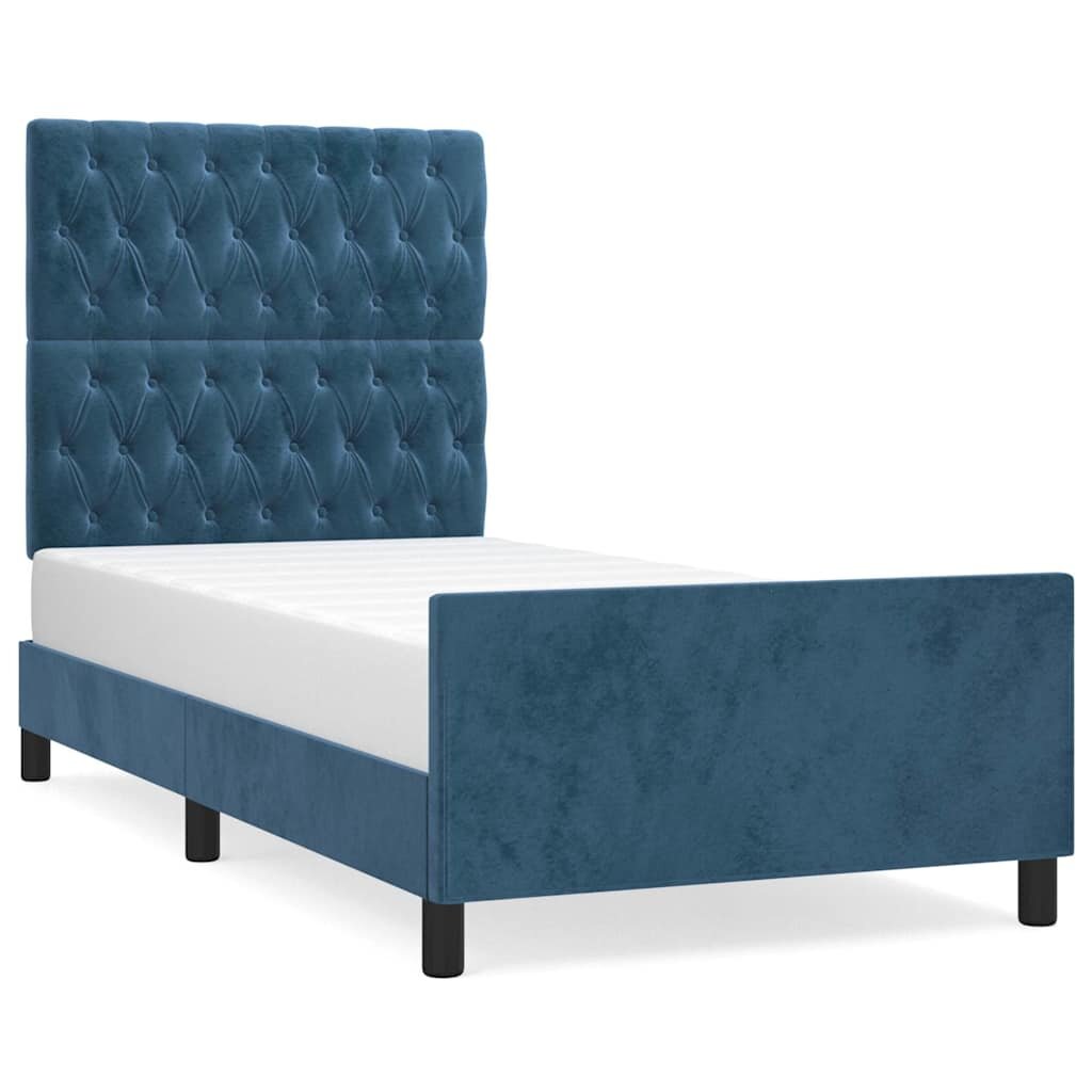 vidaXL Rám postele bez matraca tmavomodrý 90x200 cm zamat