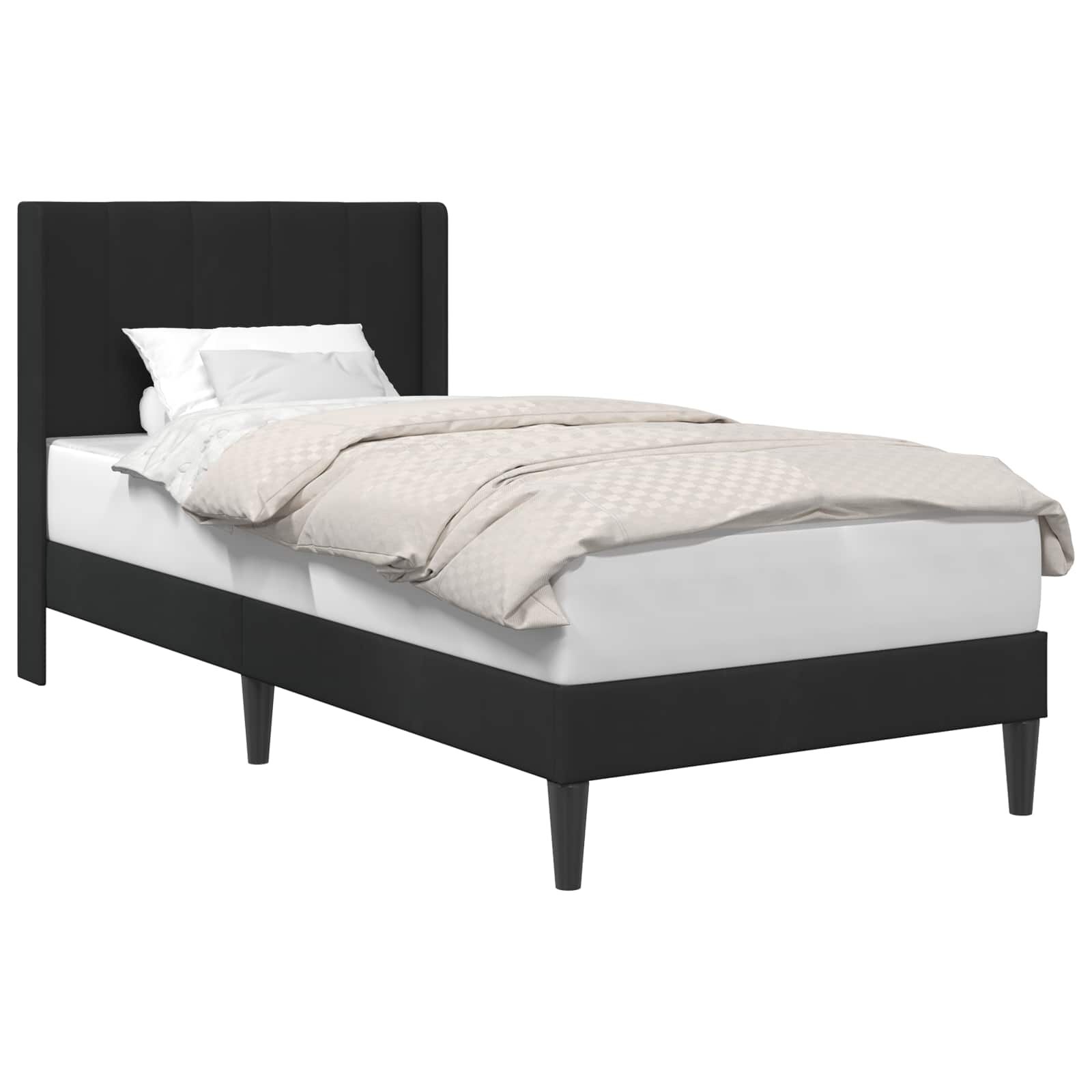 vidaXL Rám postele s čelnou doskou Čierna 90 x 190 cm Zamat