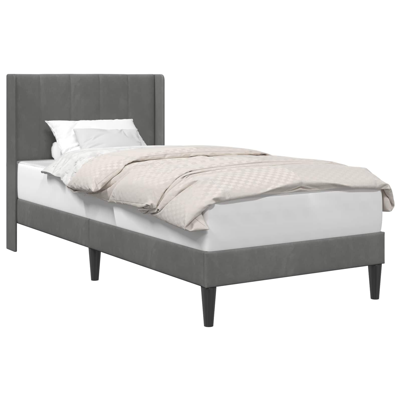 vidaXL Rám postele s čelnou doskou Tmavosivá 90 x 190 cm Zamat