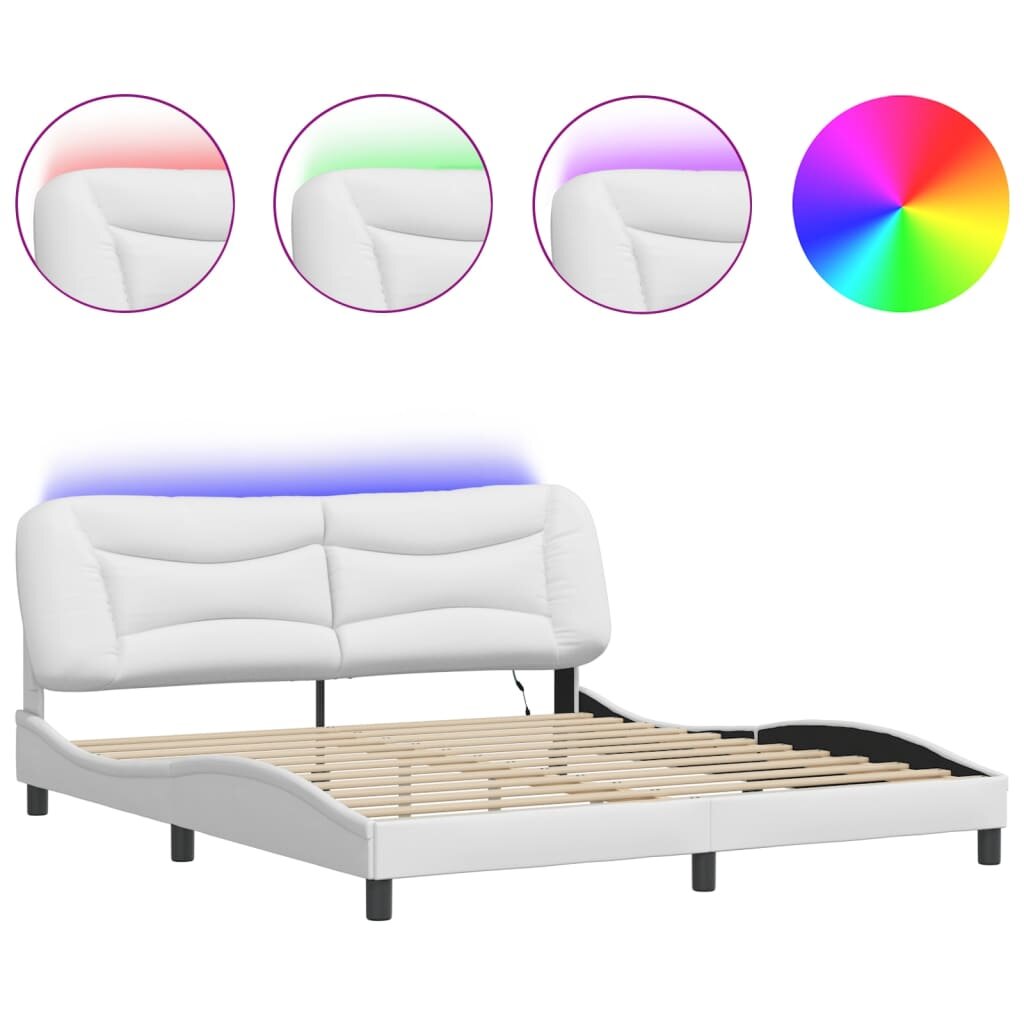 vidaXL Rám postele s LED bez matraca Hvar biely 180x200 cm
