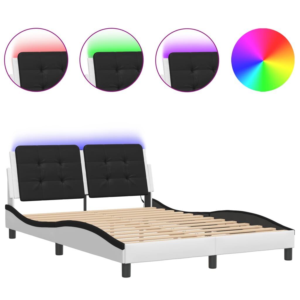 vidaXL Rám postele s LED bez matraca Zadar bielo čierny 140x190cm