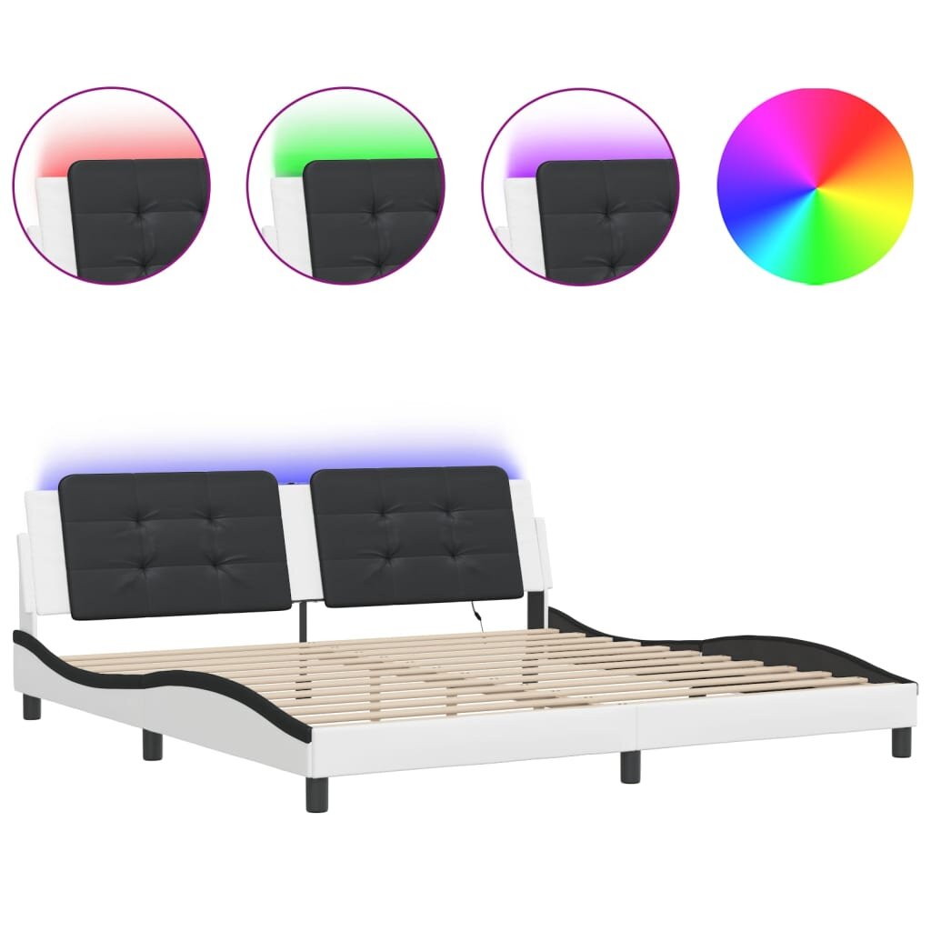 vidaXL Rám postele s LED bez matraca Zadar biely a čierny 200x200 cm
