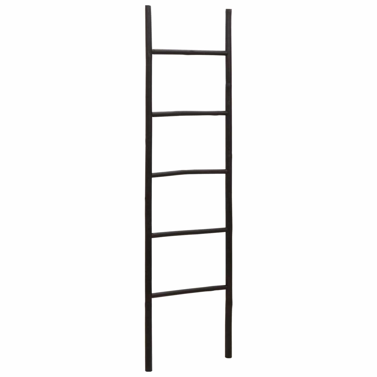 vidaXL Rebrík na deky Čierna 50 x 190 cm Bambus