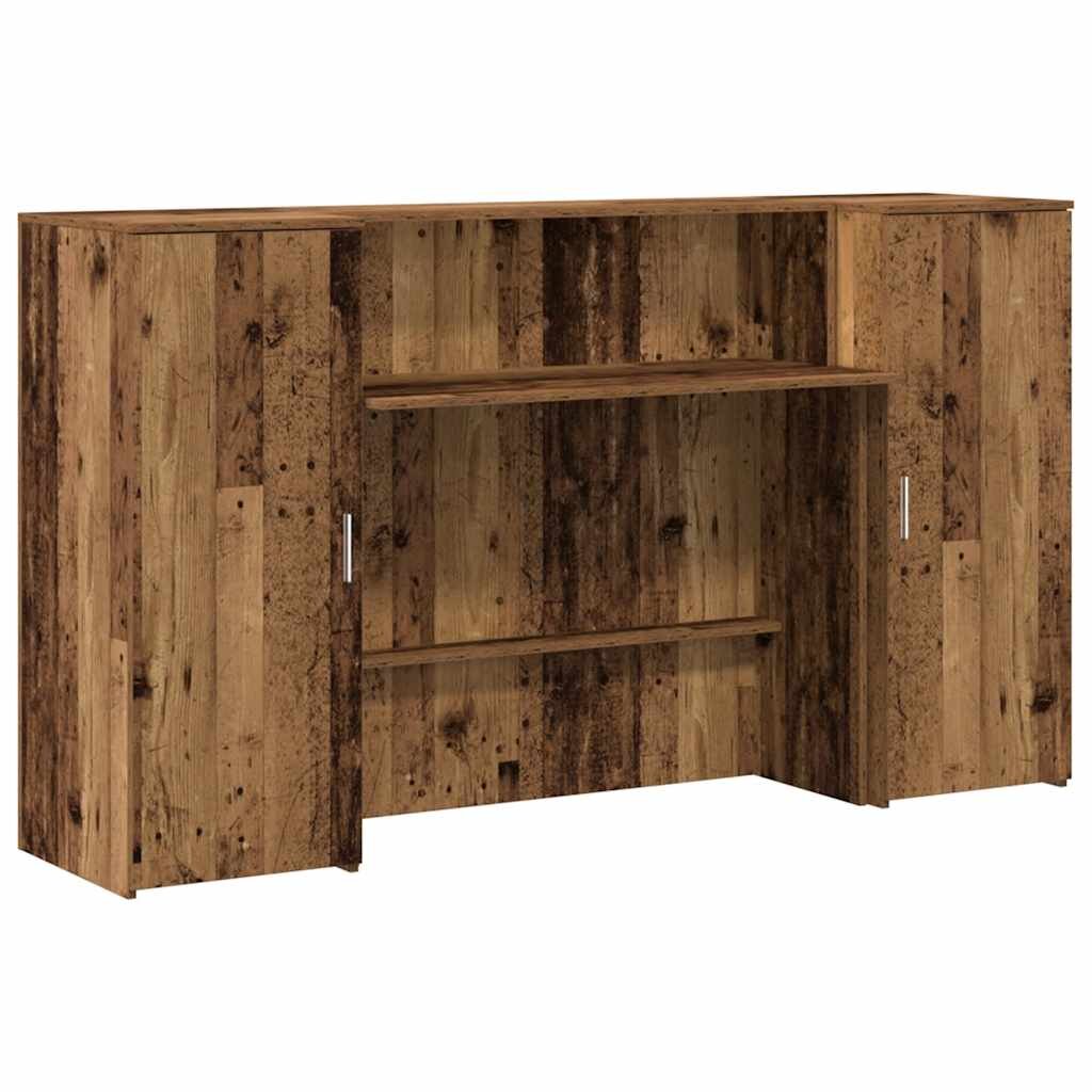 vidaXL Recepčný stôl staré drevo 180x50x1035 cm kompozitné drevo