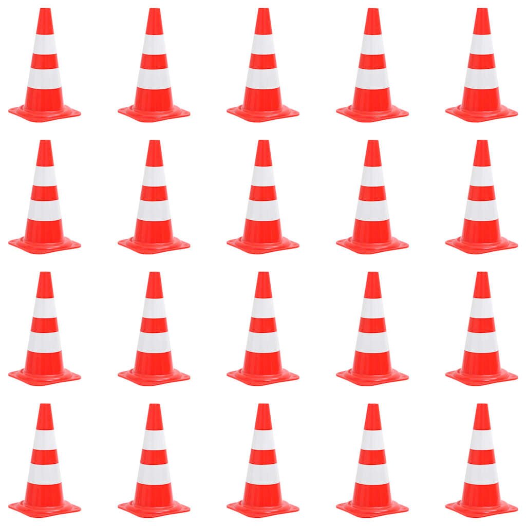 vidaXL Reflexné dopravné kužele 20 ks červeno-biele 50 cm