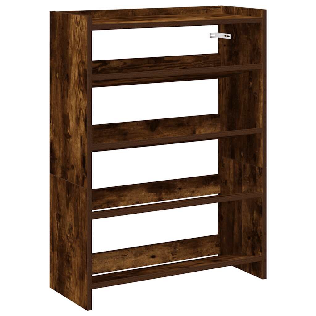 vidaXL Regál na topánky dymový dub 60x25x81 cm kompozitné drevo