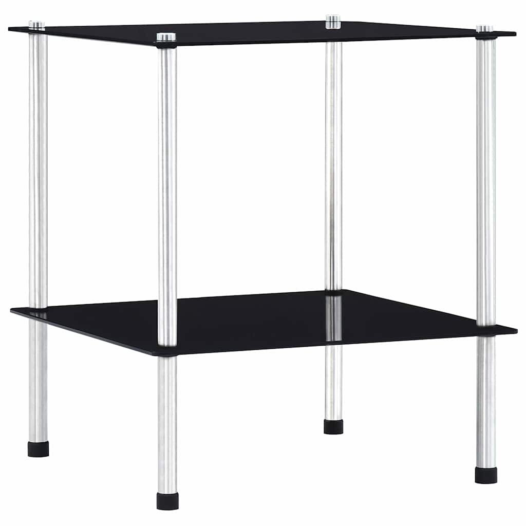 vidaXL Regál s 2 policami čierny 40x40x47 cm tvrdené sklo