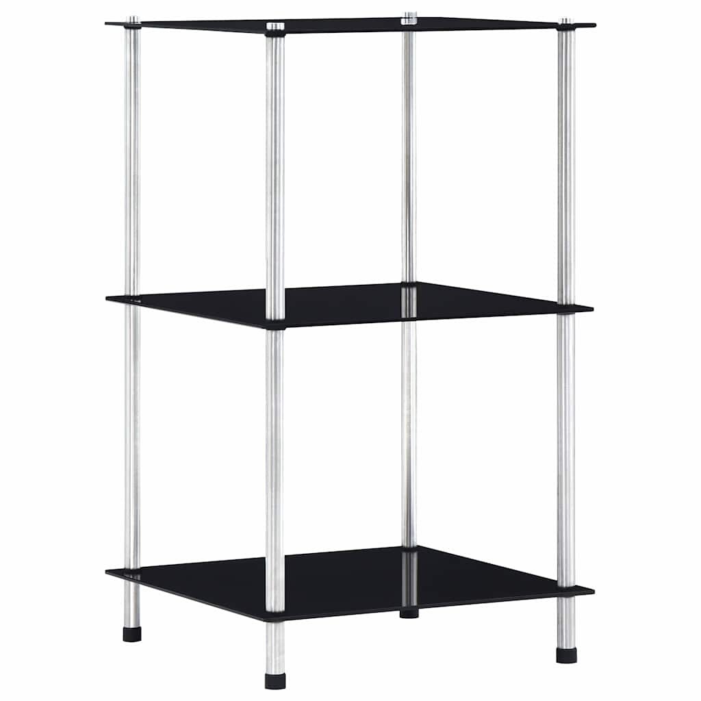 vidaXL Regál s 3 policami čierny 40x40x67 cm tvrdené sklo