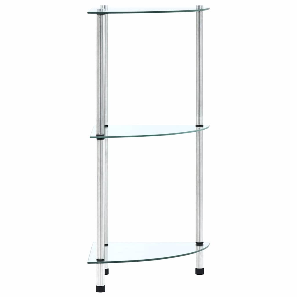 vidaXL Regál s 3 policami priehľadný 30x30x67 cm tvrdené sklo