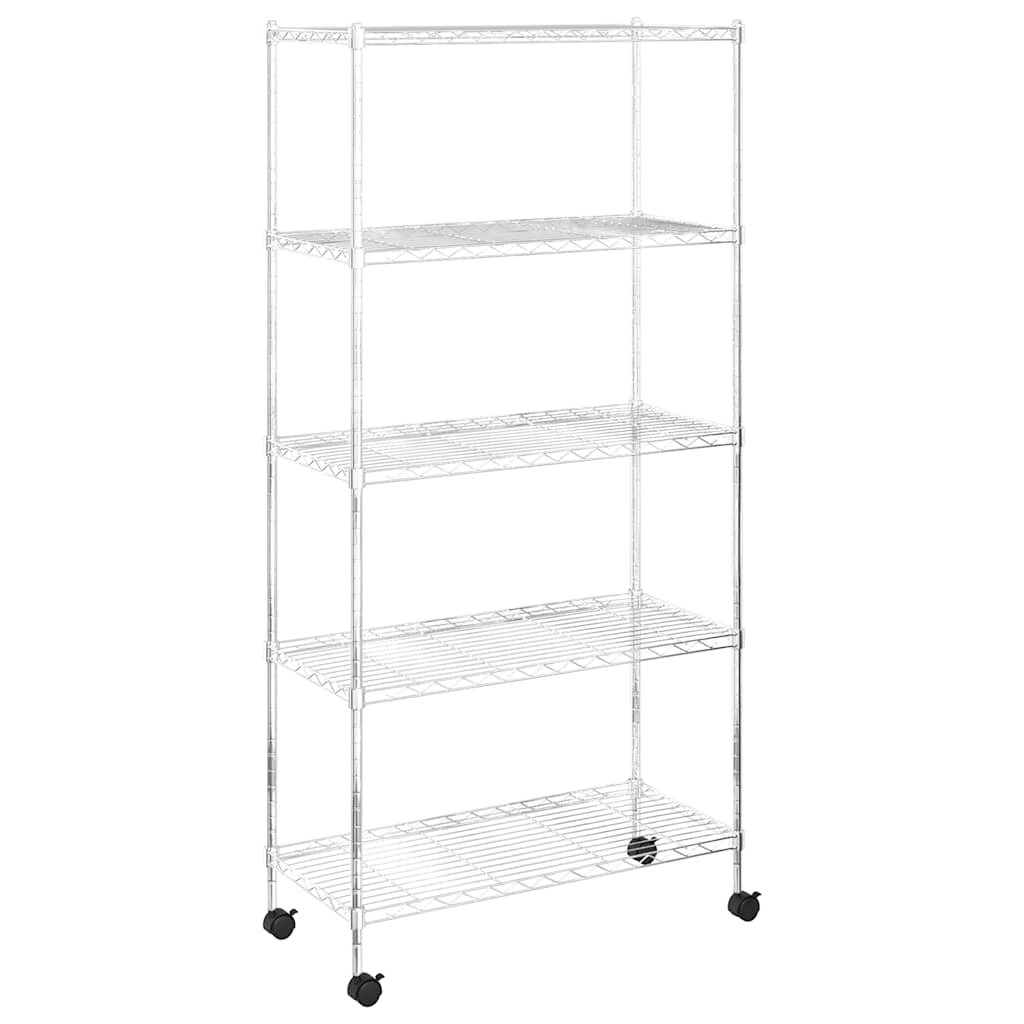 vidaXL Regál s 5 policami na kolieskach 75x35x155 cm chrómový 250 kg