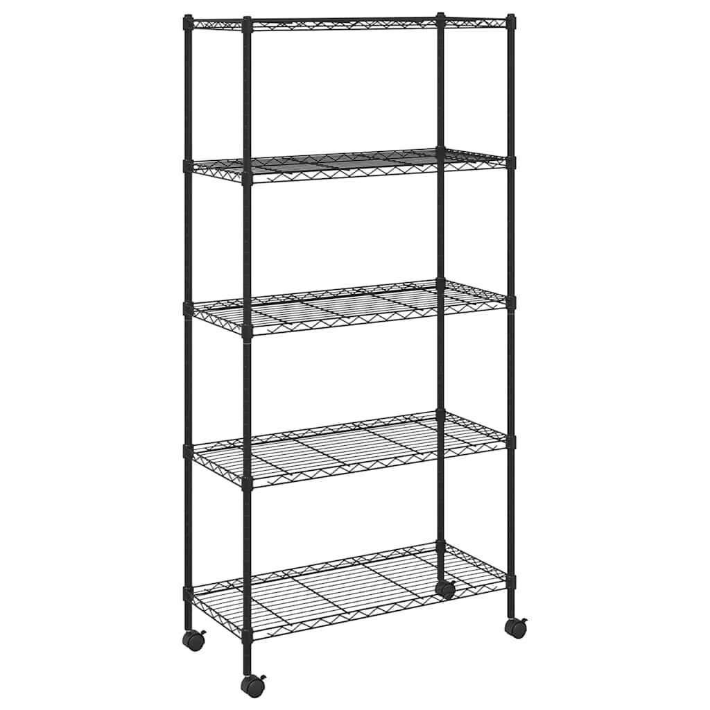 vidaXL Regál s 5 policami na kolieskach 75x35x155 cm čierny 250 kg