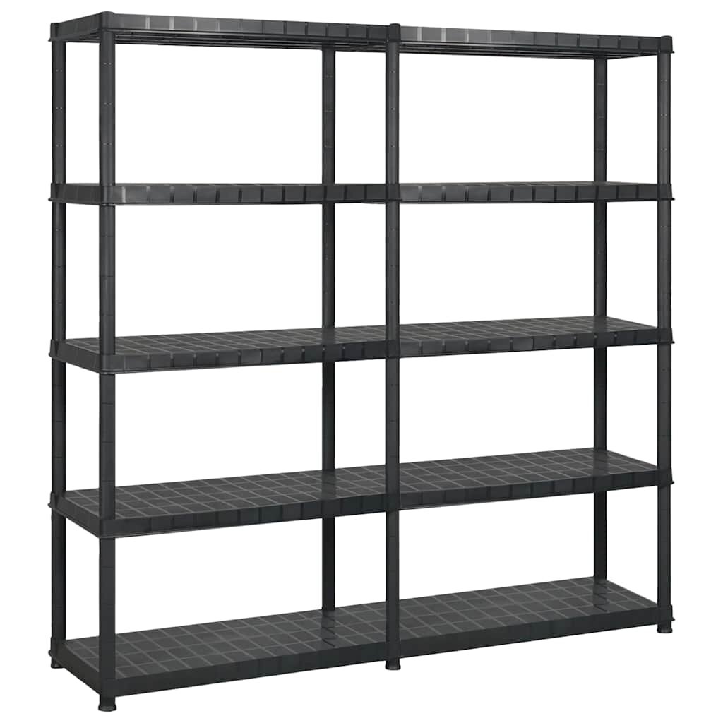 vidaXL Regál s 5 úložnými poličkami čierny 170x40x185 cm plastový