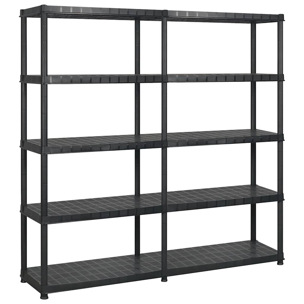 vidaXL Regál s 5 úložnými poličkami čierny 183x457x185 cm plastový