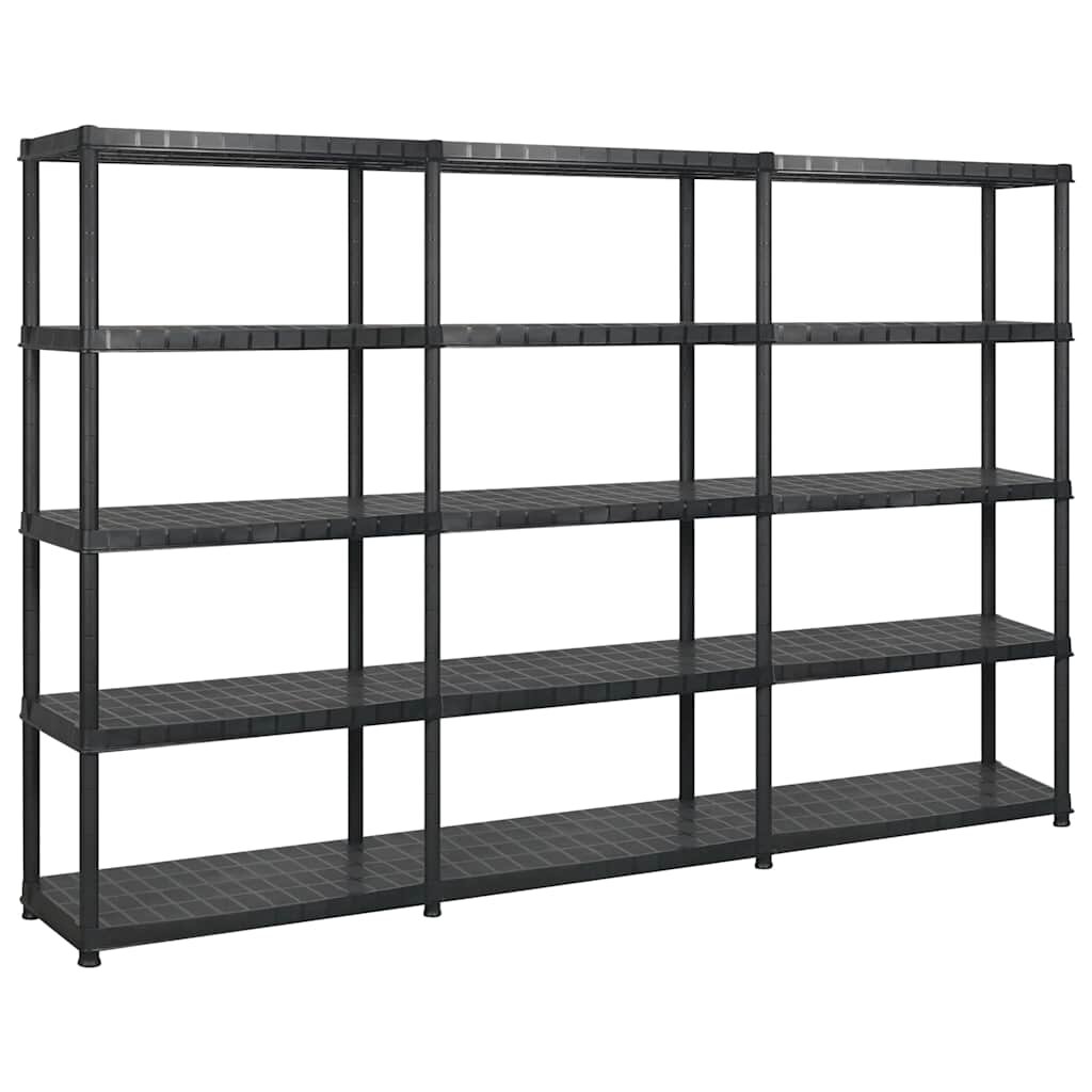 vidaXL Regál s 5 úložnými poličkami čierny 2745x457x185 cm plastový