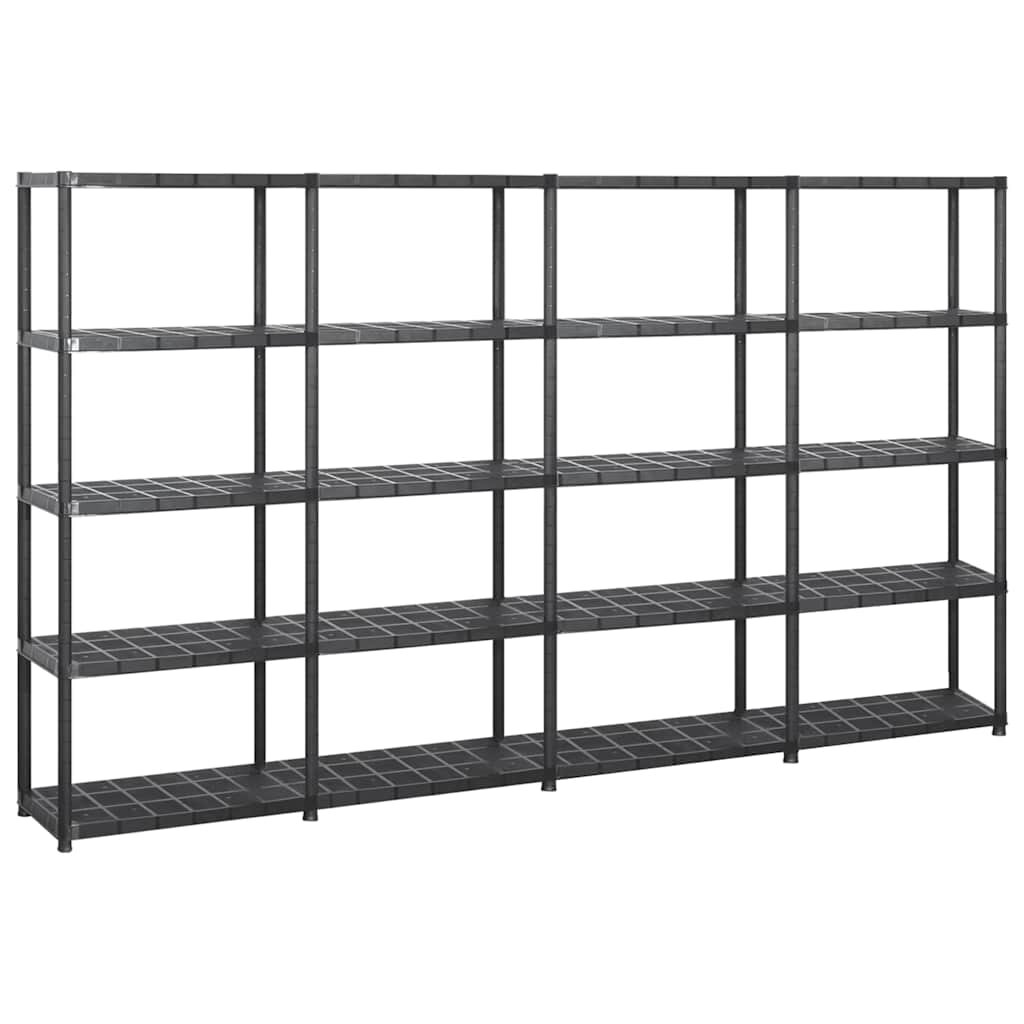 vidaXL Regál s 5 úložnými poličkami čierny 284x38x170 cm plastový