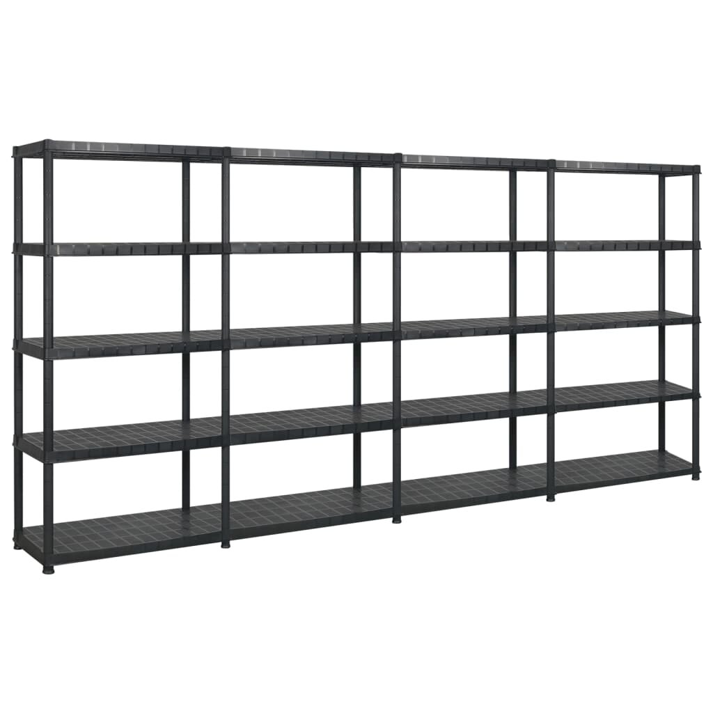 vidaXL Regál s 5 úložnými poličkami čierny 366x457x185 cm plastový