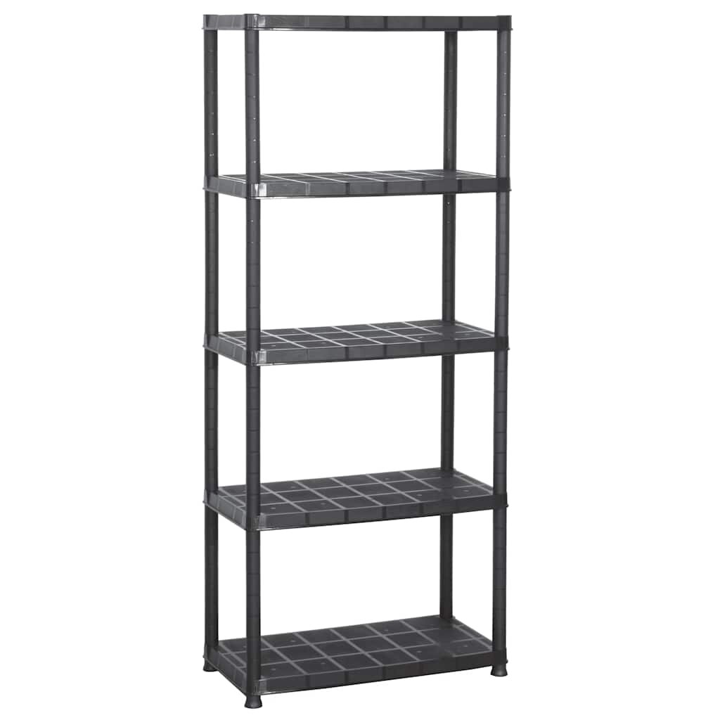 vidaXL Regál s 5 úložnými poličkami čierny 71x38x170 cm plastový