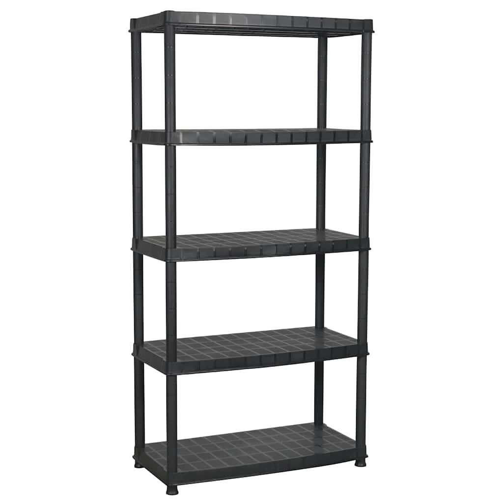 vidaXL Regál s 5 úložnými poličkami čierny 915x457x185 cm plastový