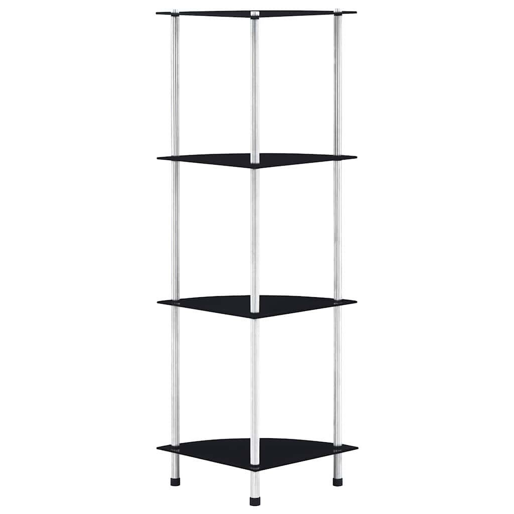 vidaXL Regál so 4 policami čierny 30x30x100 cm tvrdené sklo