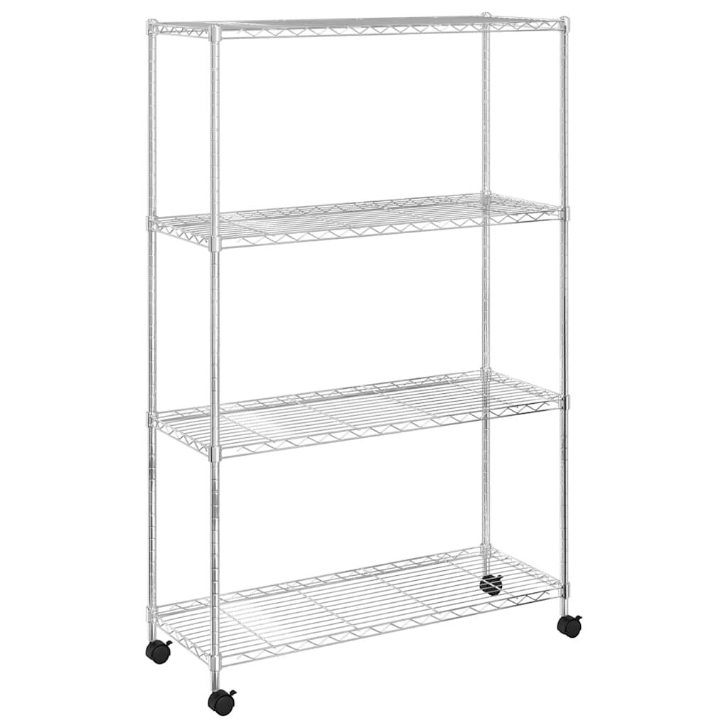 vidaXL Regál so 4 policami na kolieskach 90x35x142 cm chrómový 200 kg