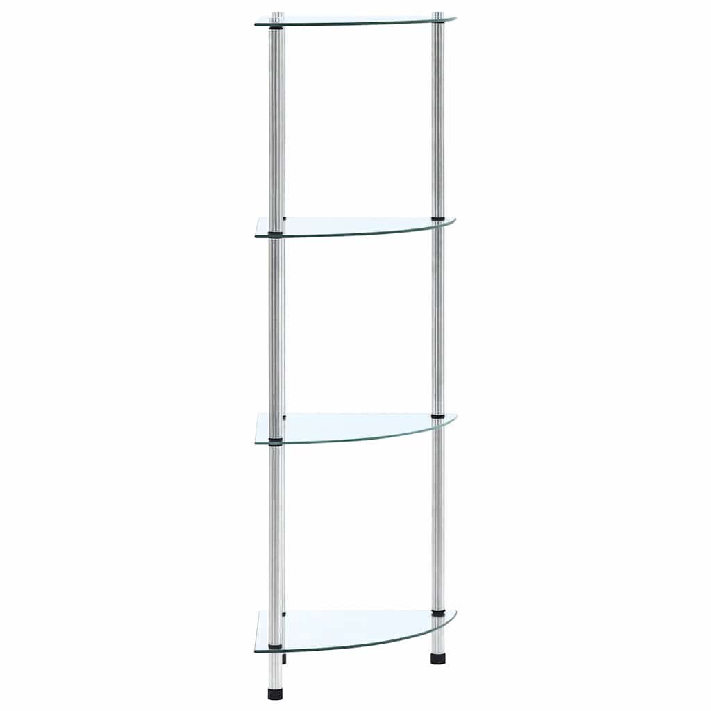vidaXL Regál so 4 policami priehľadný 30x30x100 cm tvrdené sklo