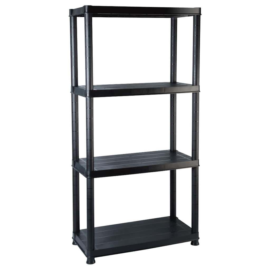 vidaXL Regál so 4 úložnými poličkami čierny 61x305x130 cm plastový