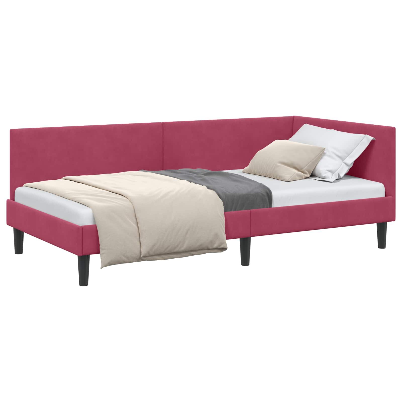 vidaXL Rohový rám postele Víno červené 80 x 200 cm Zamat