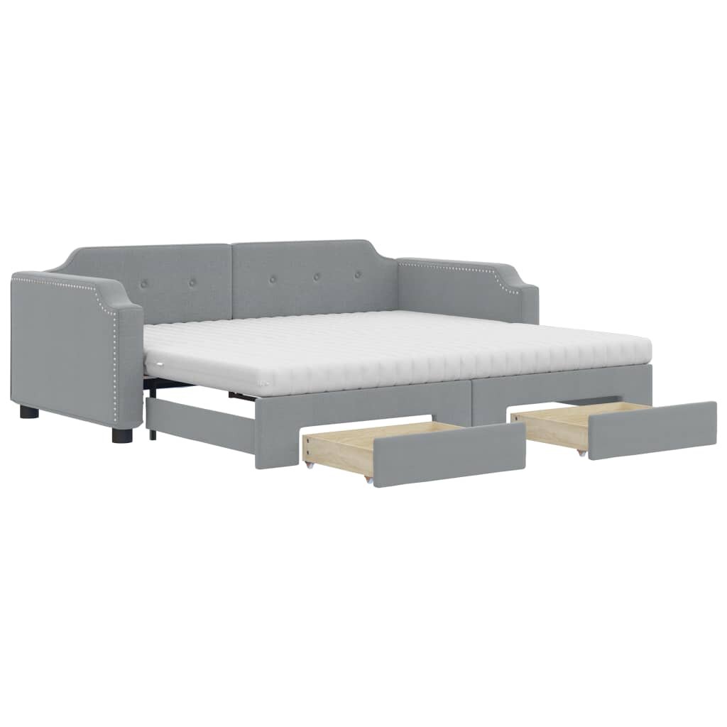 vidaXL Rozkladacia denná posteľ so zásuvkami bledosivá 90x190 cm látka
