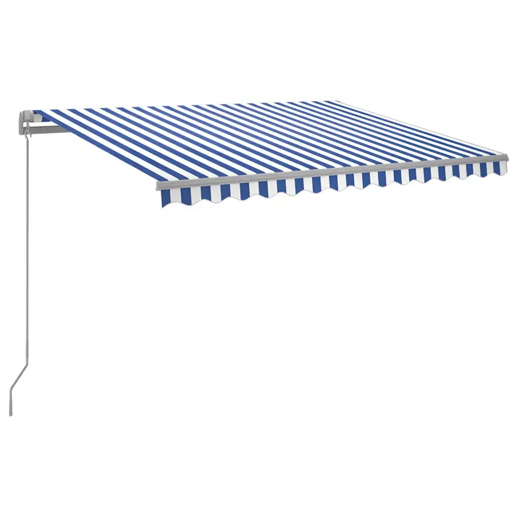 vidaXL Ručná zaťahovacia markíza s LED modro-biela 300x250 cm