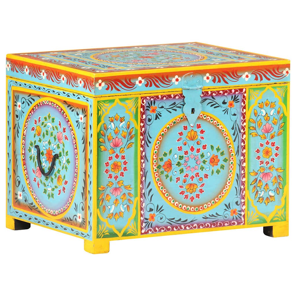 vidaXL Ručne maľovaný úložný box 50x40x40 cm masívne mangovníkové drevo