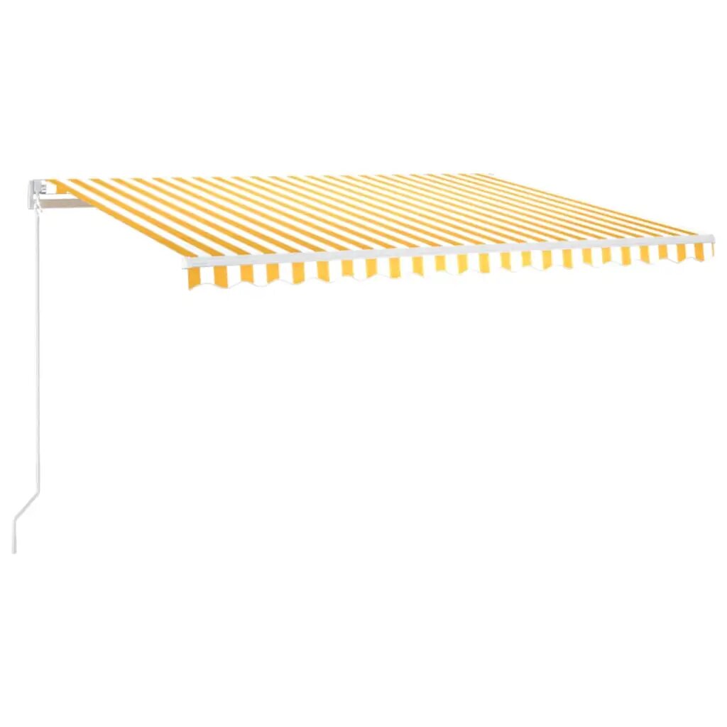 vidaXL Ručne zaťahovacia markíza s LED 400x300 cm žltá a biela